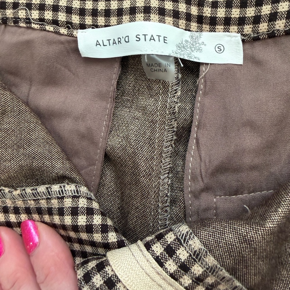 Altar’d State Gingham Brown and Cream Pants - Picture 7 of 8